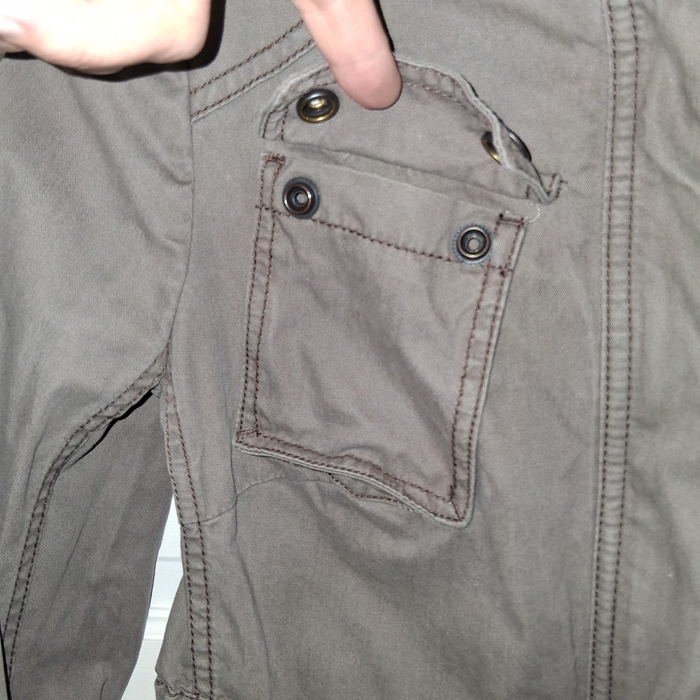 Ann Taylor LOFT Utility Field Jacket Olive Taupe Cotton Military Coat Womens 4P - Picture 9 of 16